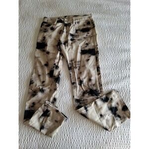 MNML Men Cream Black Tie Dye Denim Jeans Size 31 Streetwear Button Fly Cotton